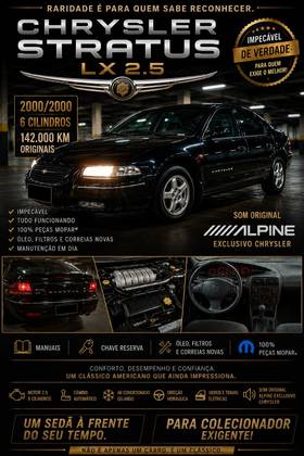 CHRYSLER STRATUS 2.5 LX SEDAN V6 24V GASOLINA 4P AUTOMÁTICO CHRYSLER STRATUS 2.5 LX SEDAN V6 24V GASOLINA 4P AUTOMÁTICO